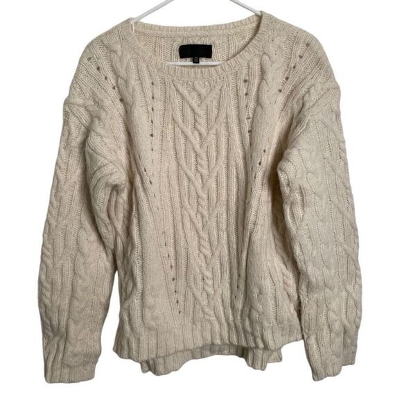 Nili Lotan Womens Sweater XS Alpaca Cable Knit Fisherman Cream Old Money - Picture 1 of 6